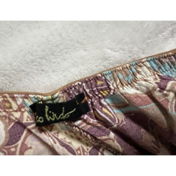 Loco Lindo Womens Floral Print Capri Pants Brown Elastic Waist Lightweight - Picture 3 of 10